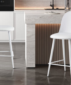 Counterstoel Jasmin Wit – PP Zitting & PU Kussen