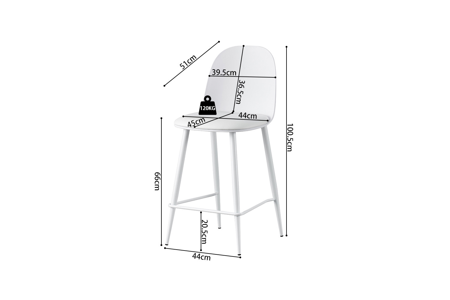 Counterstoel Jasmin Wit – PP Zitting & PU Kussen - Image 9