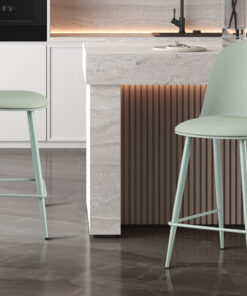 Counterstoel Jasmin Grijs-Groen – PP Zitting & PU Kussen