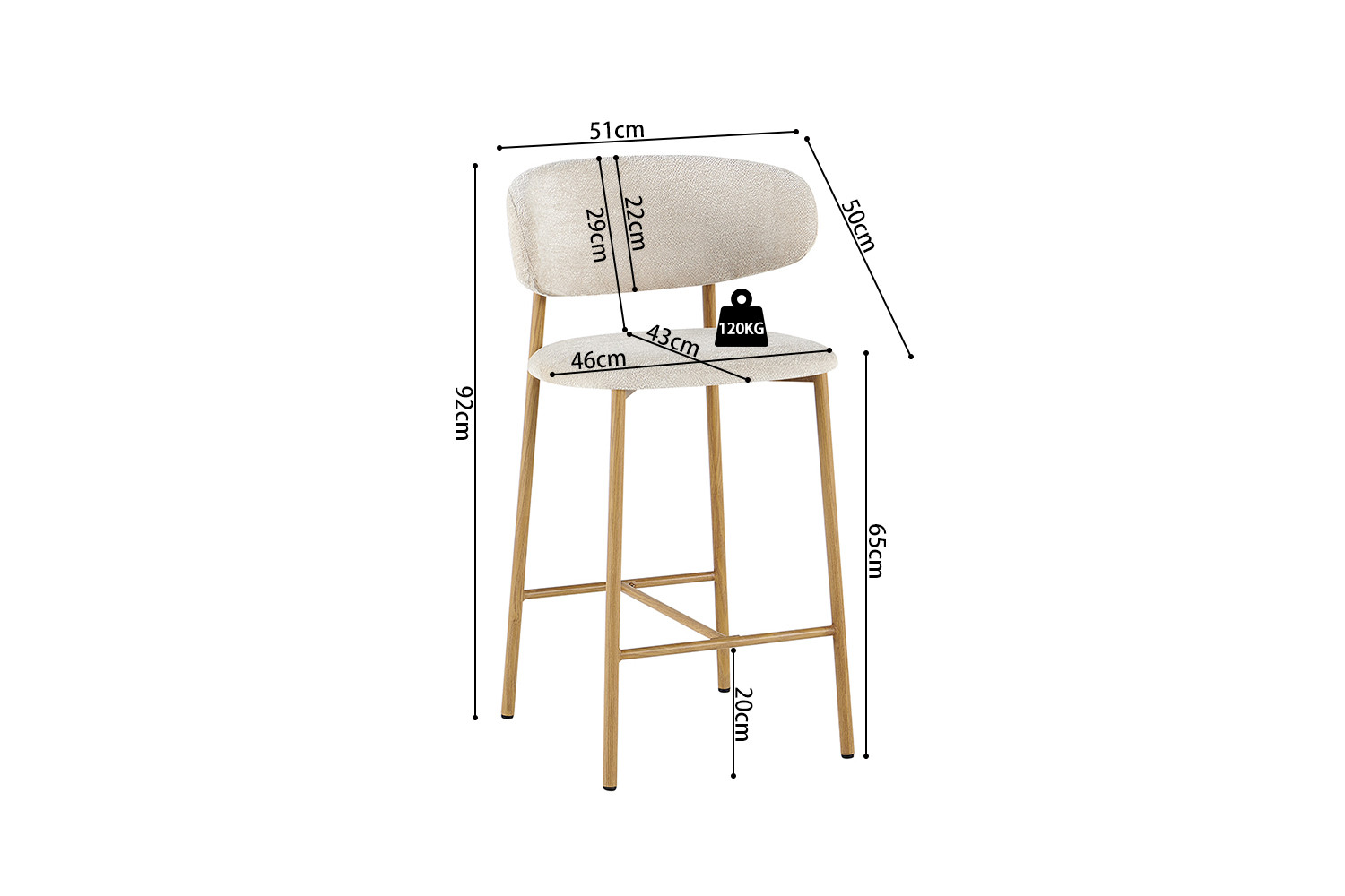 Counterstoel Coco Naturel Beige – Stof Raven 24 - Image 12