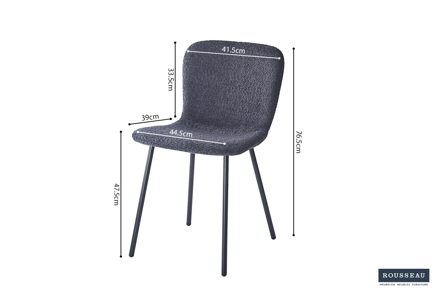 Stoel Susan – Bouclé Donkergrijs - Image 8