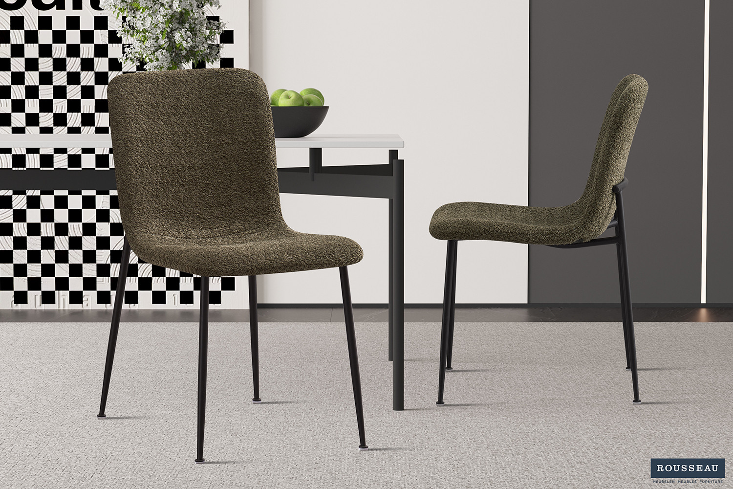 Stoel Alice – Bouclé Groen