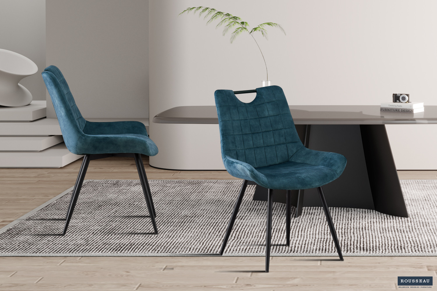 Stoel Nina – Fluweel Petrol