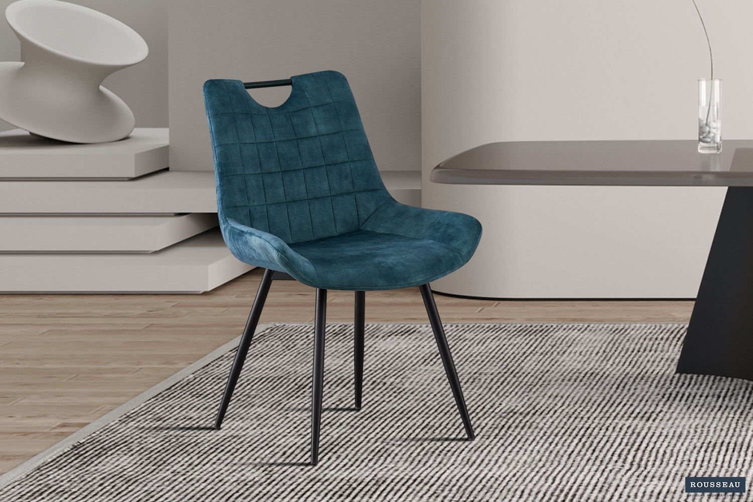 Stoel Nina – Fluweel Petrol - Image 2