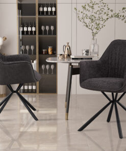 Stoel Lucie – Bouclé Grijs & Lichtgrijs PU