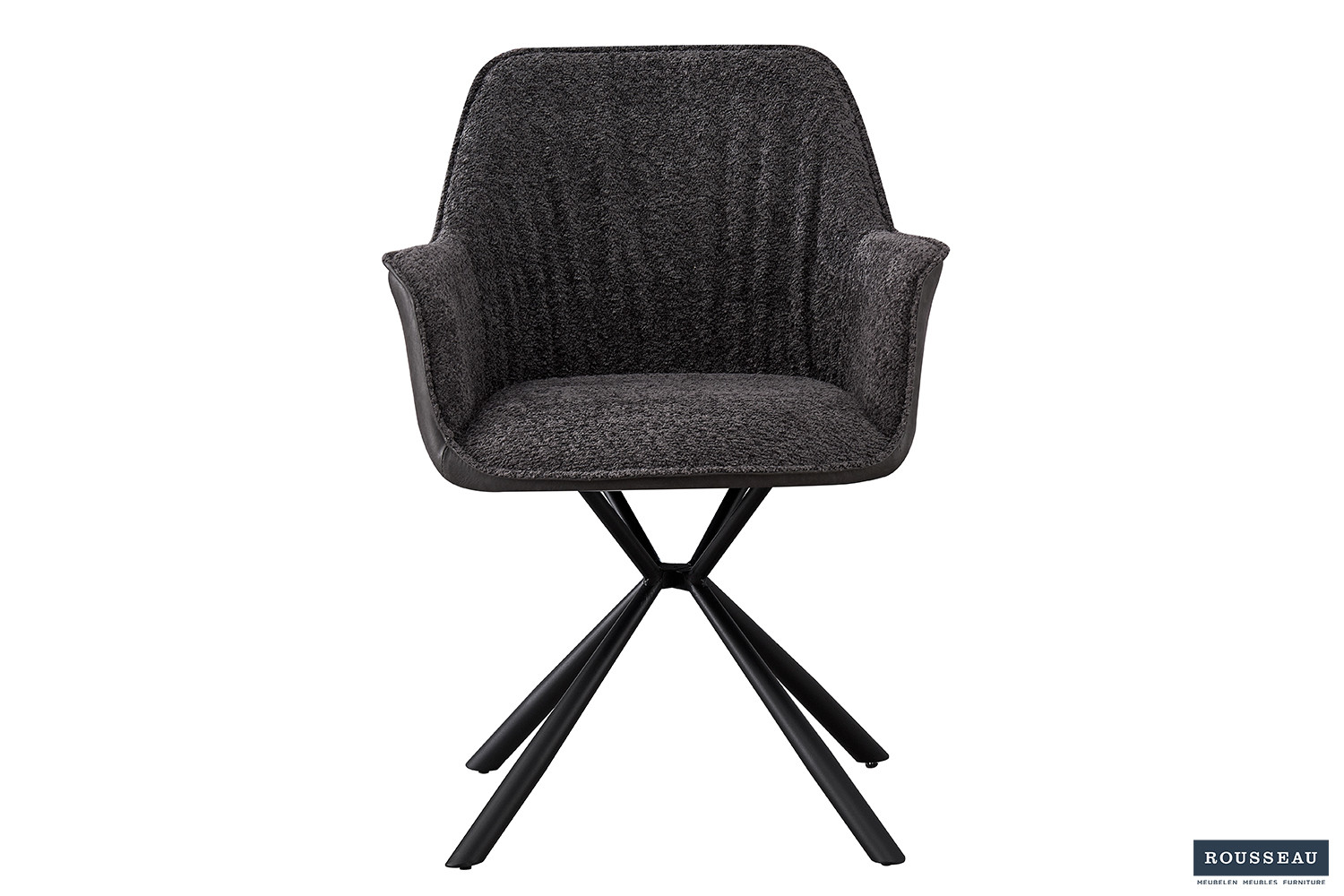 Stoel Lucie – Bouclé Grijs & Lichtgrijs PU - Image 3