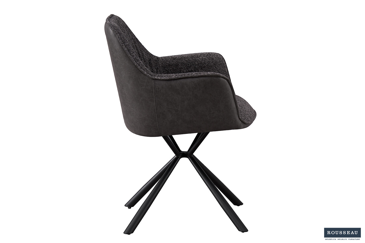 Stoel Lucie – Bouclé Grijs & Lichtgrijs PU - Image 5