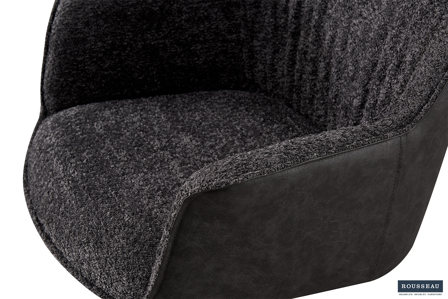 Stoel Lucie – Bouclé Grijs & Lichtgrijs PU - Image 7