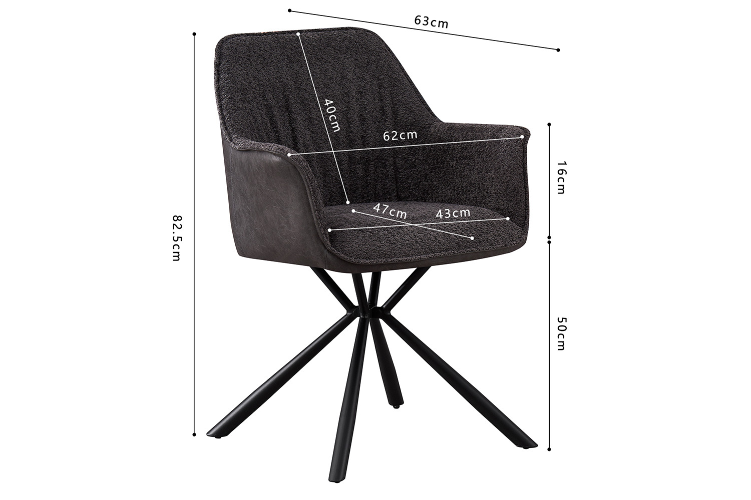 Stoel Lucie – Bouclé Grijs & Lichtgrijs PU - Image 9