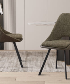 Stoel Filou – Bouclé Groen met PU Rug