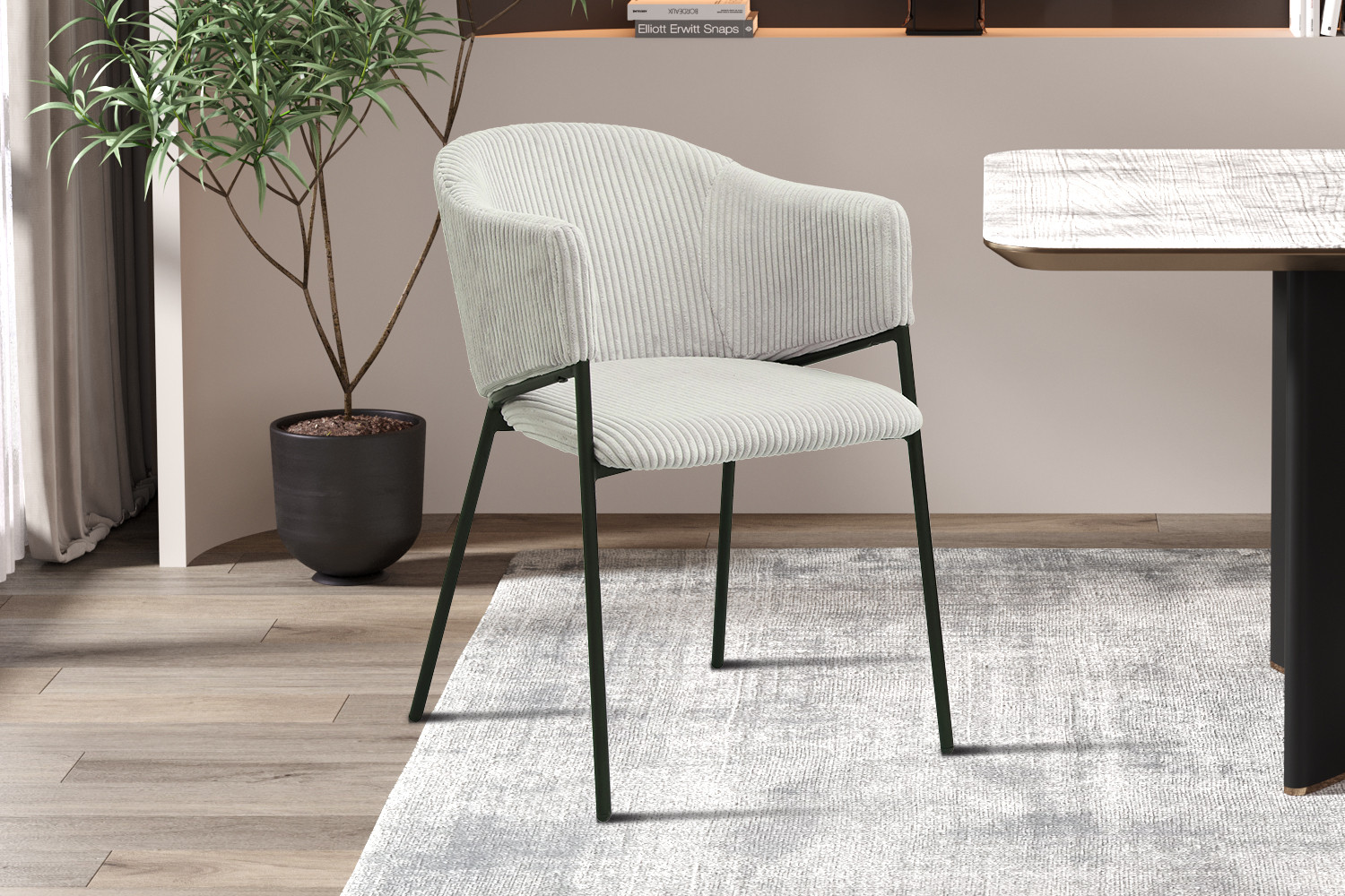 Stoel Hugo – Ribfluweel Lichtgrijs - Image 2