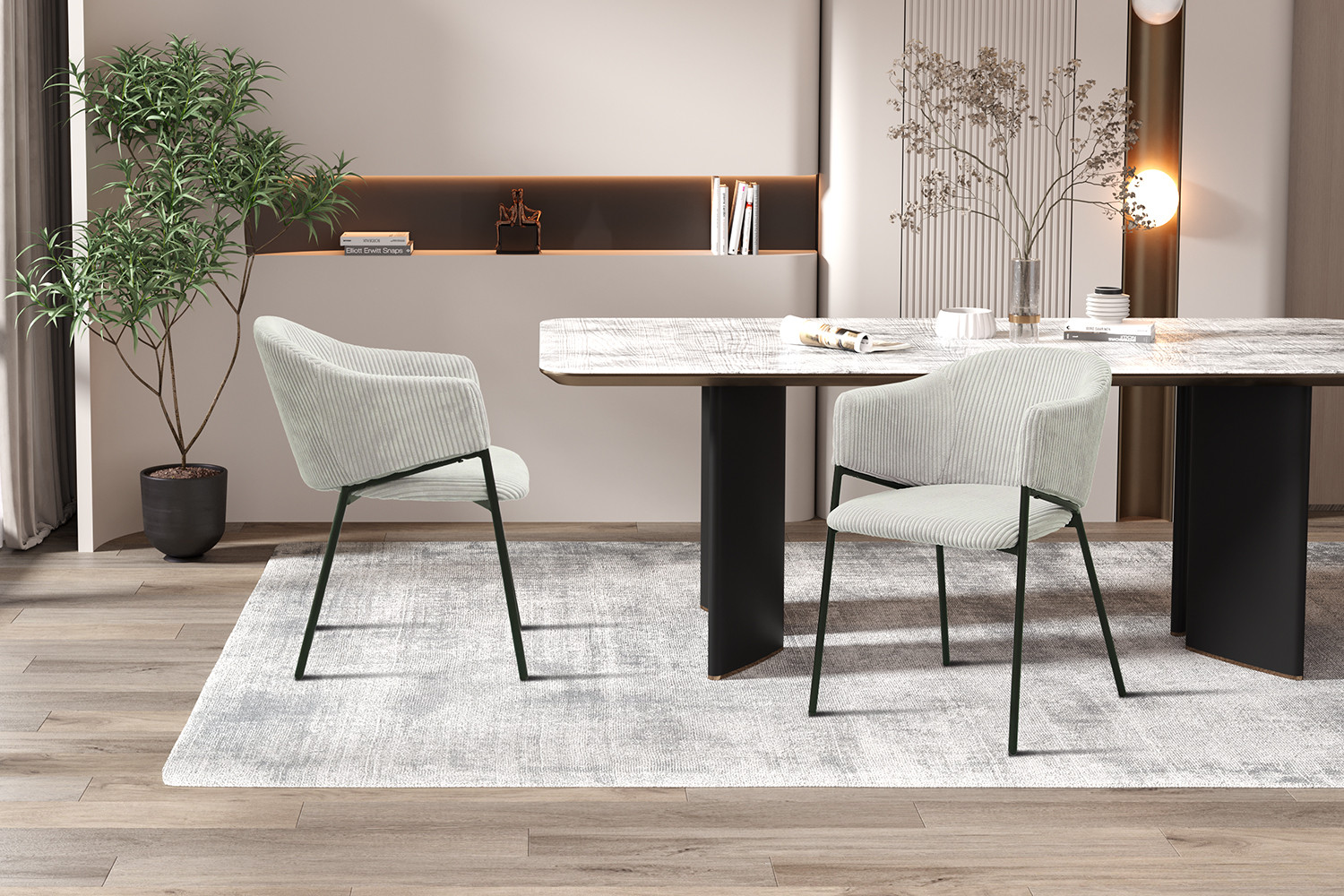 Stoel Hugo – Ribfluweel Lichtgrijs - Image 3