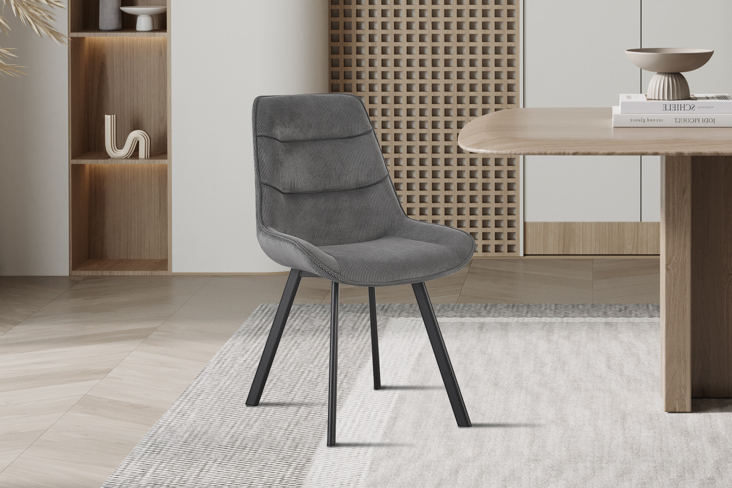 Stoel Amelie ribfluweel grijs - Image 2
