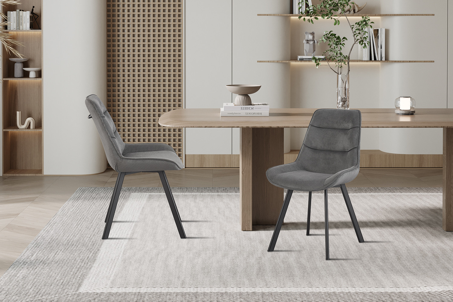 Stoel Amelie ribfluweel grijs - Image 3