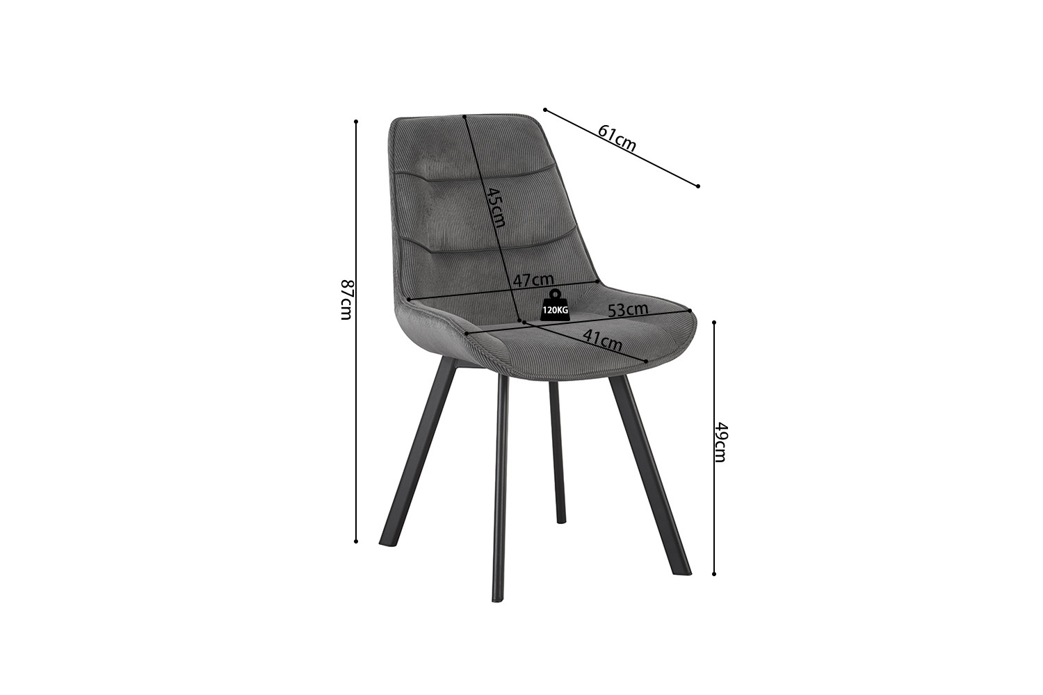 Stoel Amelie ribfluweel grijs - Image 10