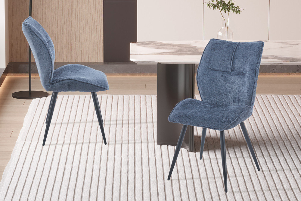 Stoel Faye stof blauw