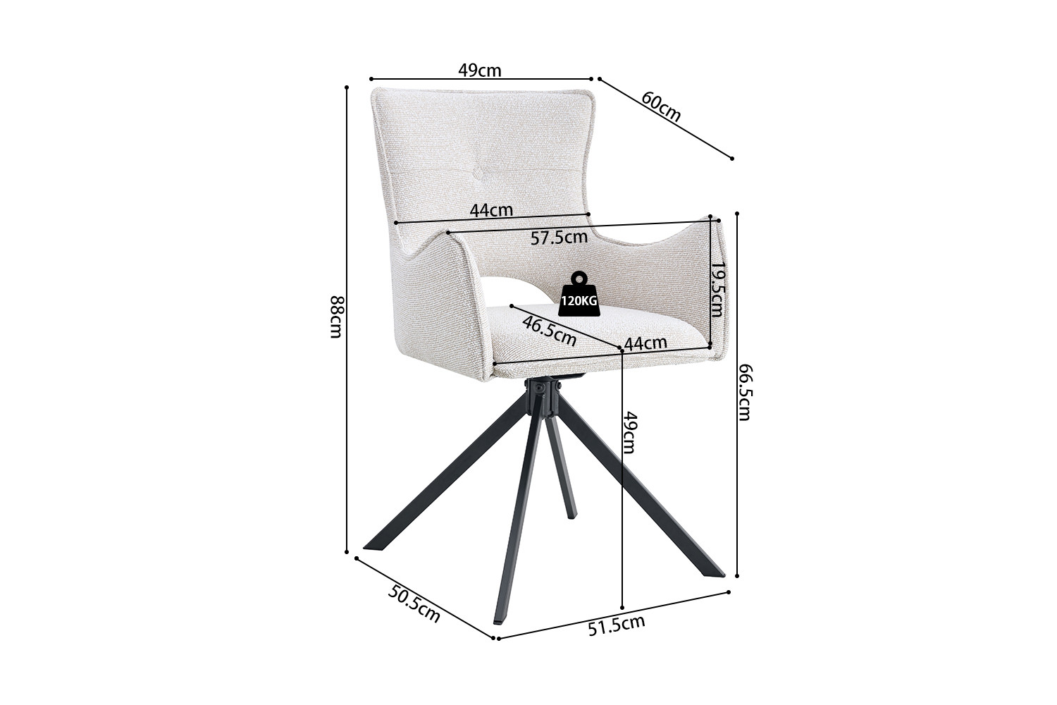 Stoel Billy Draaibaar Ecru – Ote Harper - Image 9