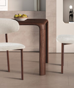 Stoel Coco walnoot stof beige