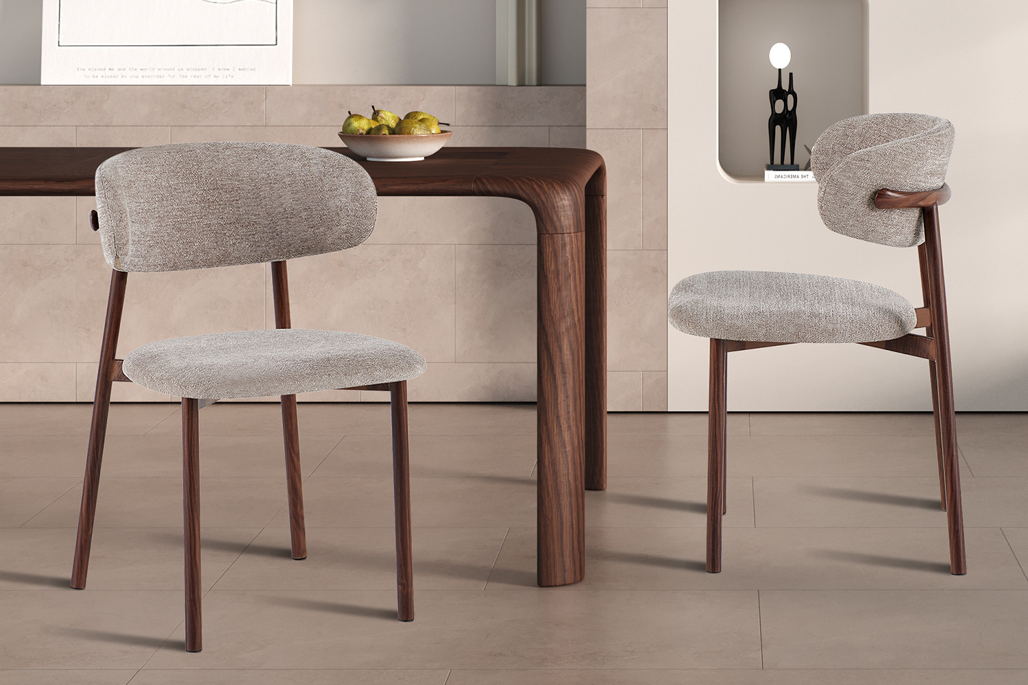 Stoel Coco walnoot stof zand