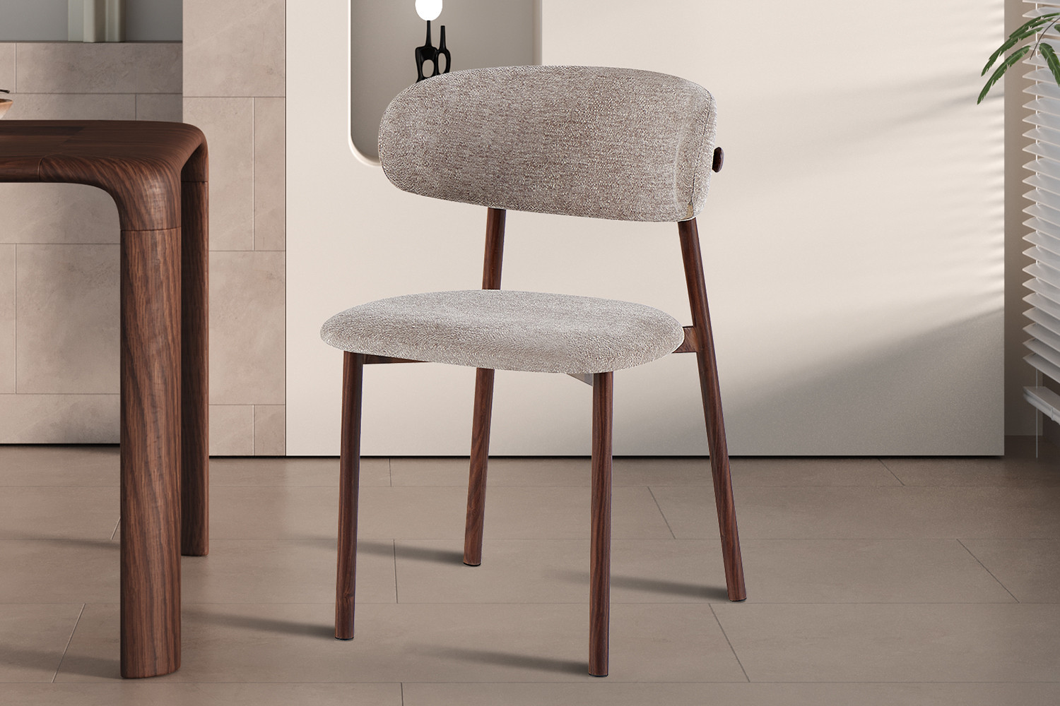 Stoel Coco walnoot stof zand - Image 2