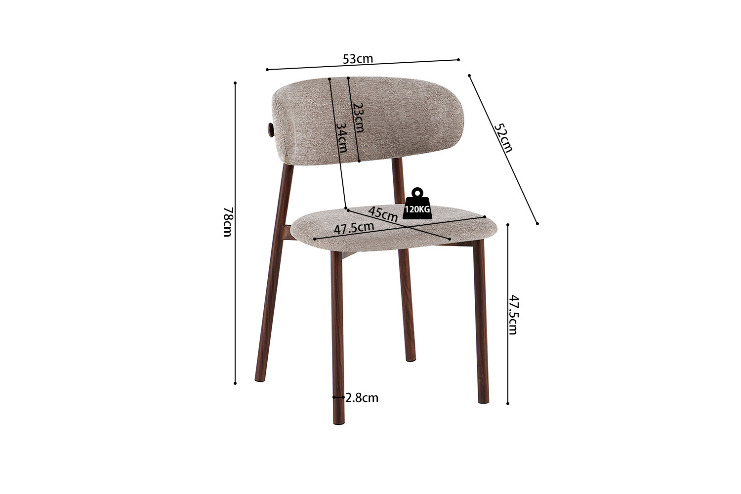 Stoel Coco walnoot stof zand - Image 12