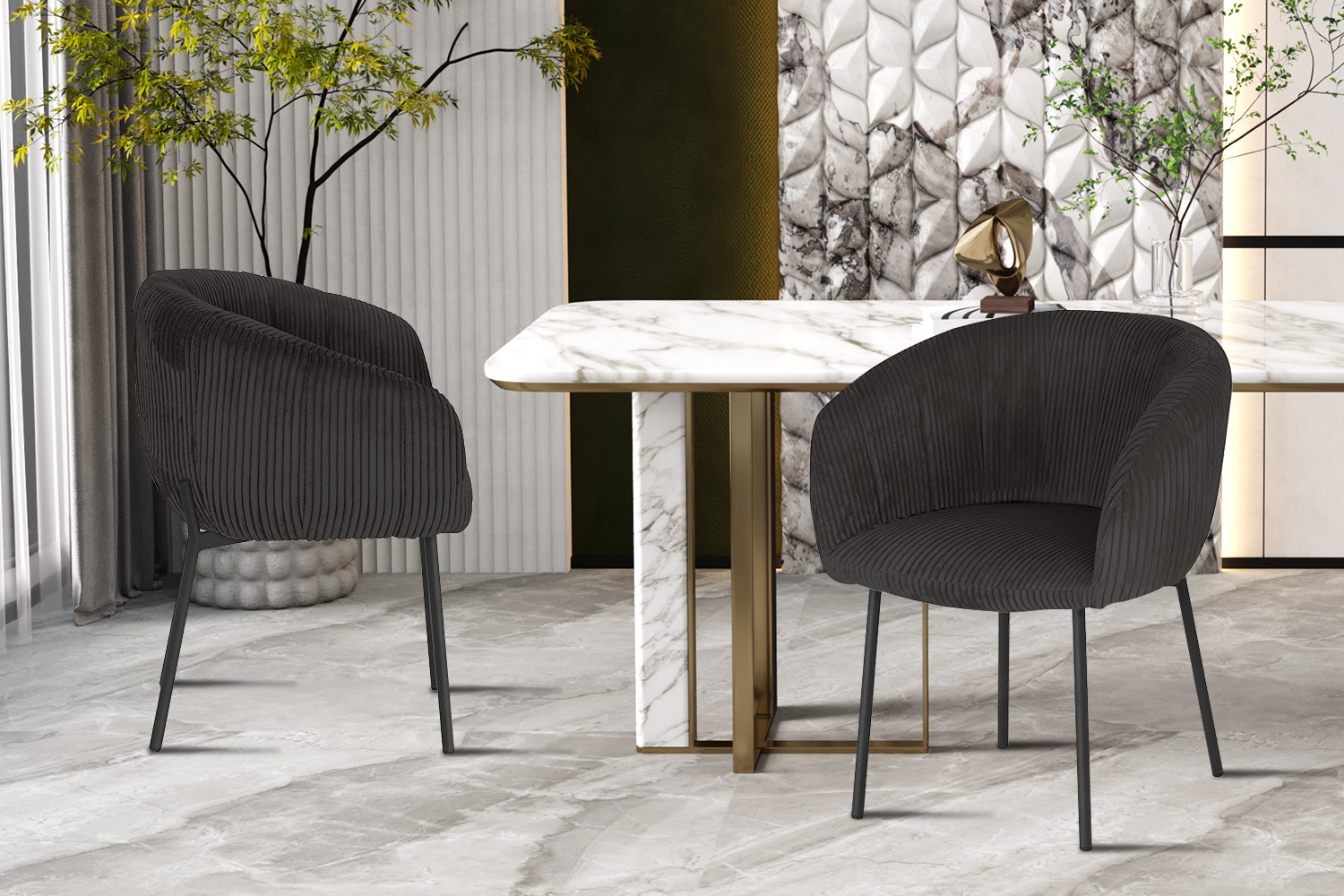 Stoel Sevilla – Ribfluweel Grijs