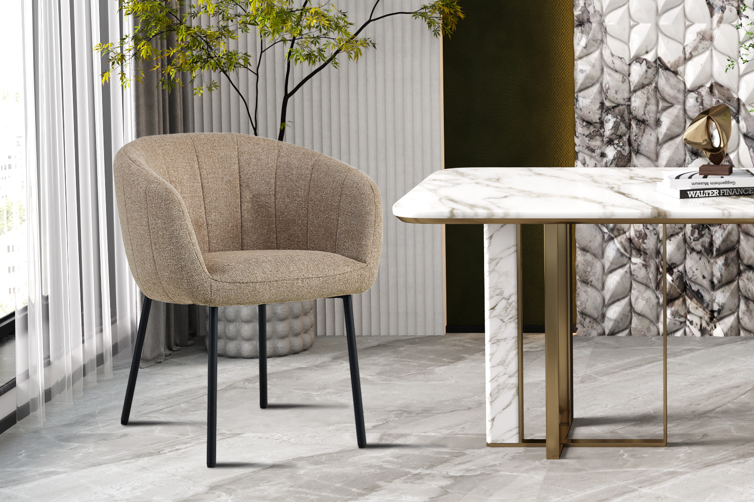 Stoel Sevilla – Stof Zand - Image 2