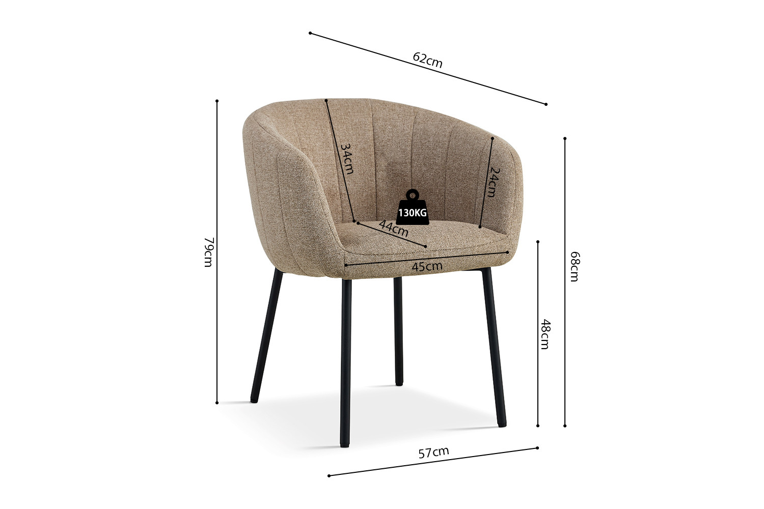 Stoel Sevilla – Stof Zand - Image 8