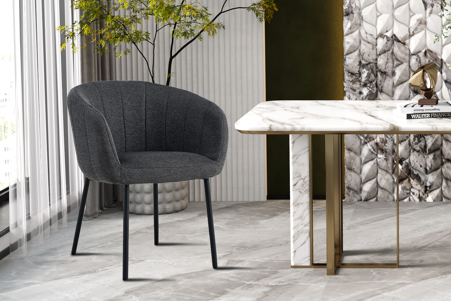 Stoel Sevilla – Stof Donkergrijs - Image 2