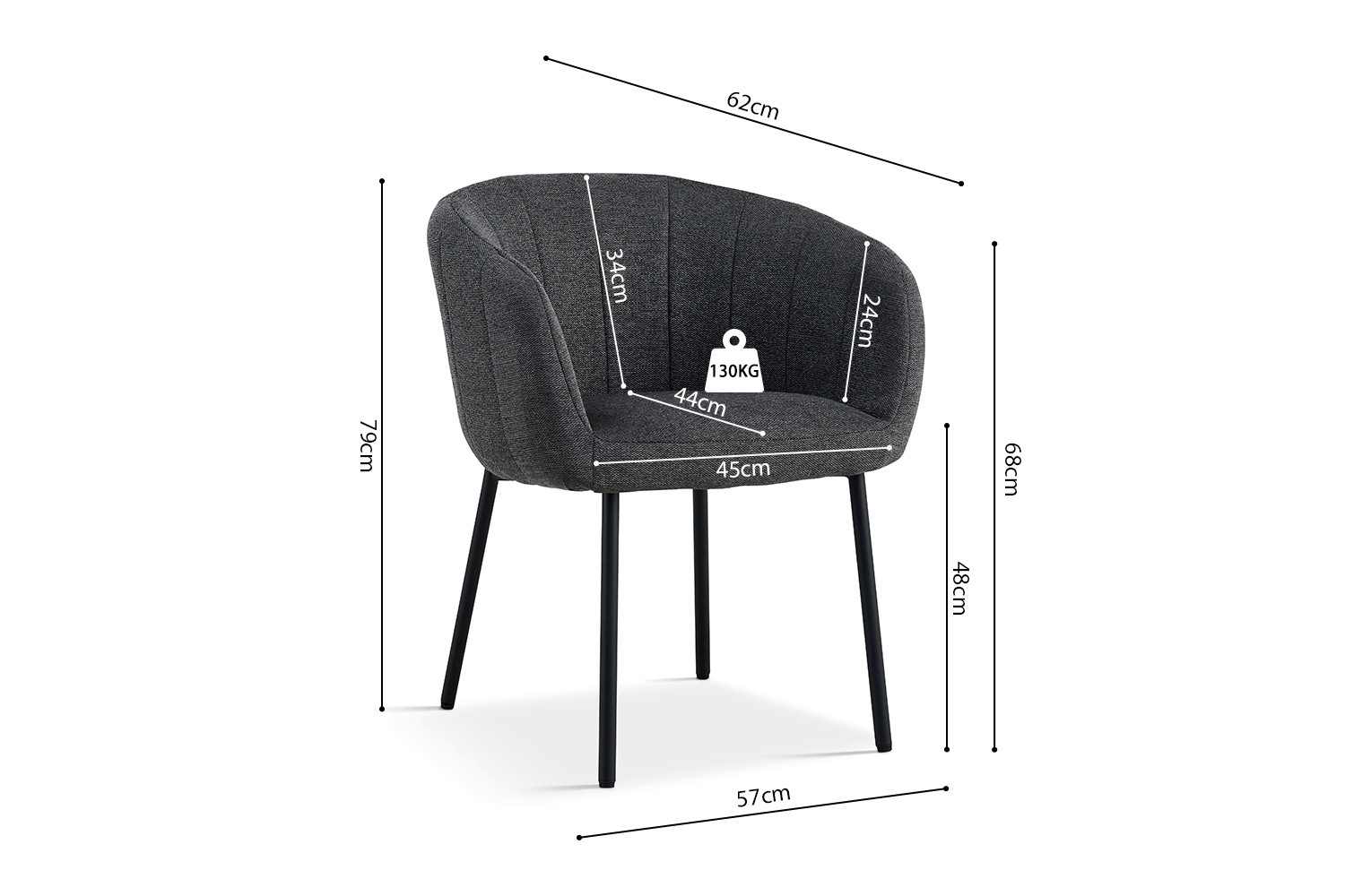 Stoel Sevilla – Stof Donkergrijs - Image 8