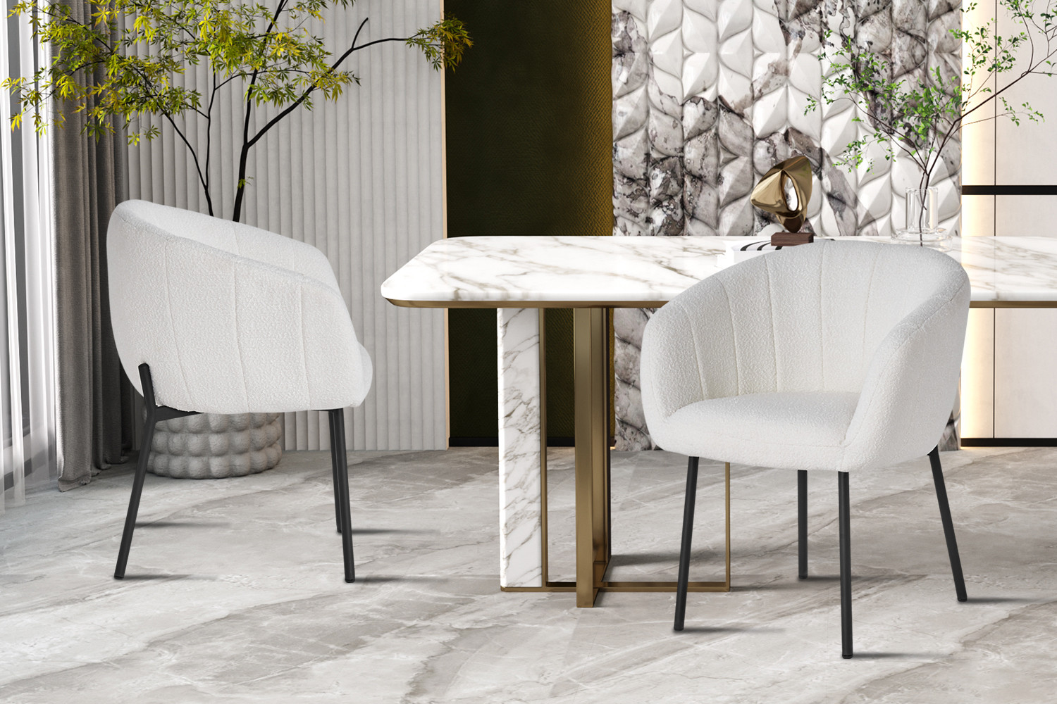 Stoel Sevilla – Bouclé Wit