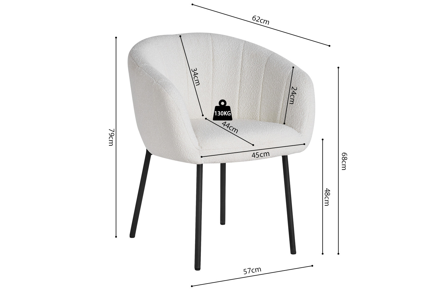 Stoel Sevilla – Bouclé Wit - Image 8