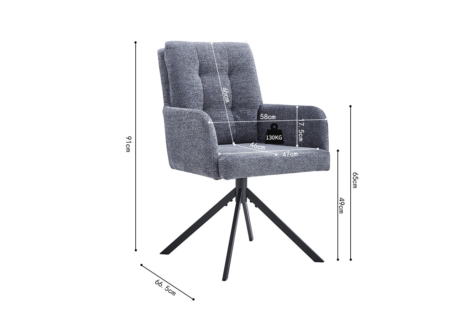 Stoel Granada – Draaibaar Donkergrijs - Image 9