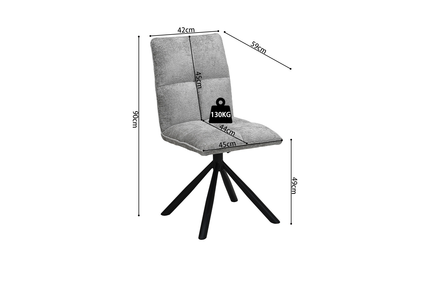 Stoel Jack Draaibaar Lichtgrijs - Image 10