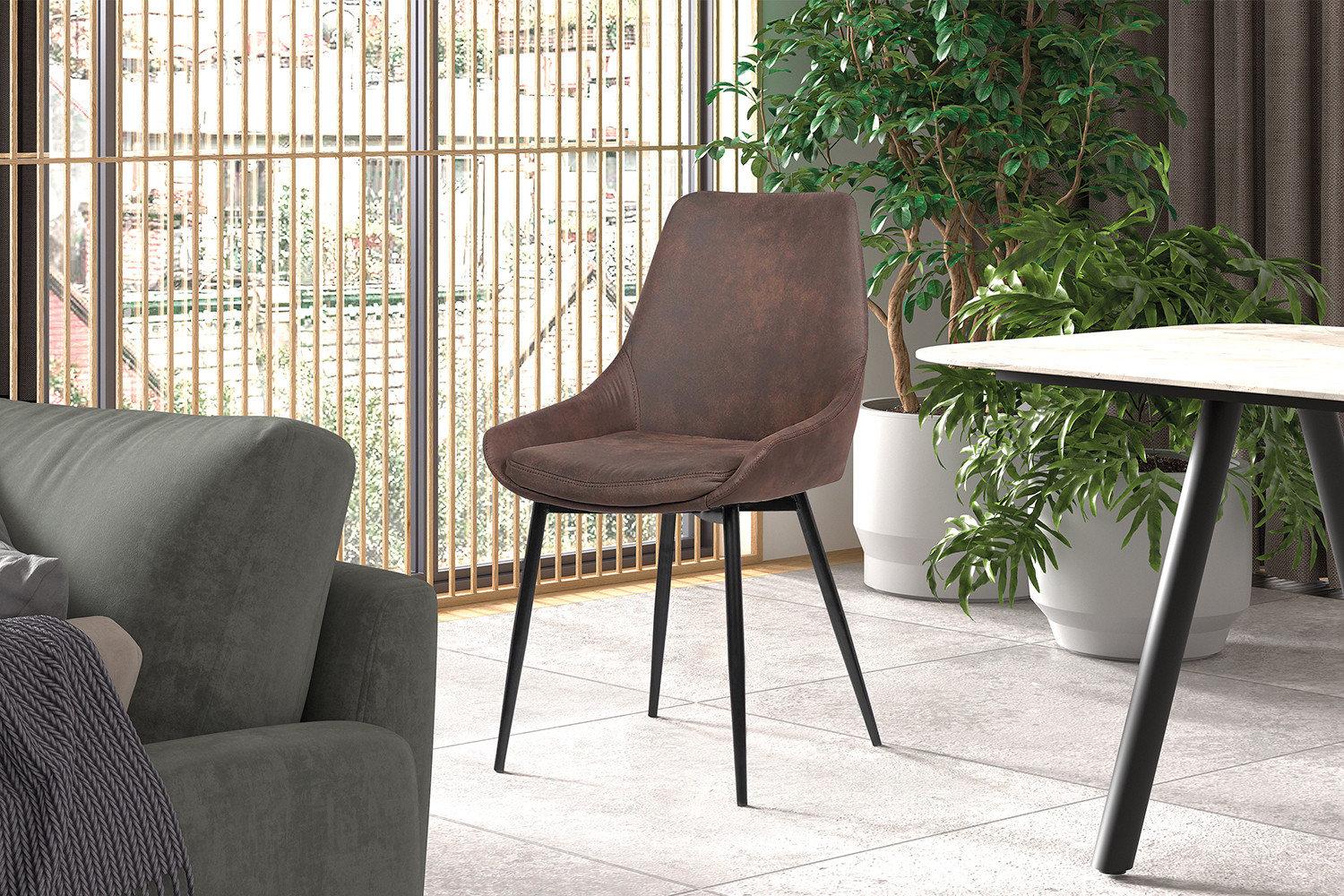 Stoel Mirano microvezel bruin