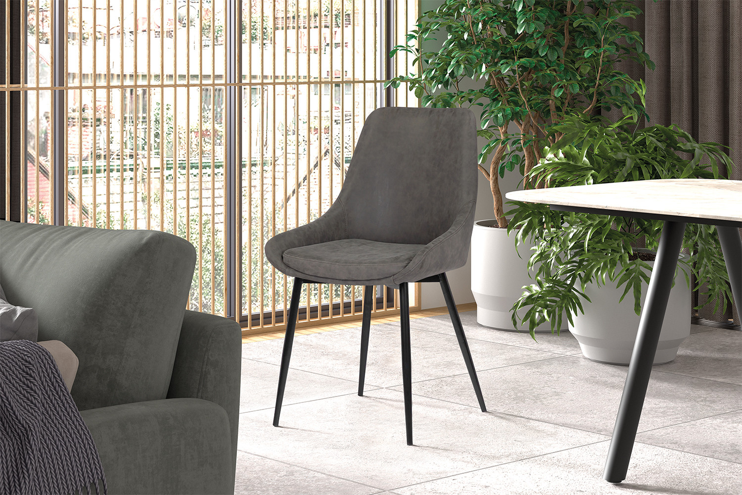 Stoel Mirano – PU Lichtgrijs